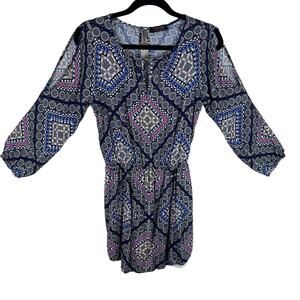 Renee C. Multicolor Lightweight Lined 3/4 Balloon Sleeve Mini Dress USA Size L